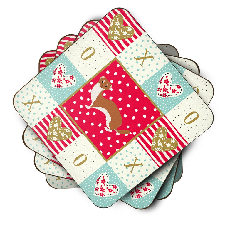 Weasel Love Coasters - Set of 4 Lightweight Foam, Absorbent Drink Coasters  CK5297FC