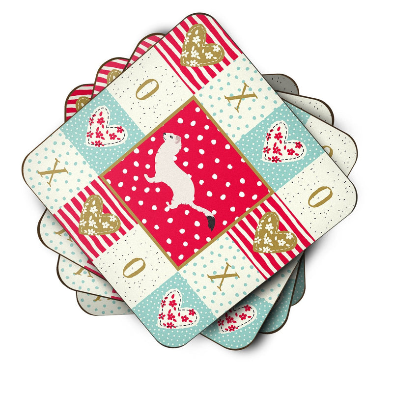 Stoat Short-tailed Weasel Love Coasters - Set of 4 Lightweight Foam, Absorbent Drink Coasters  CK5299FC
