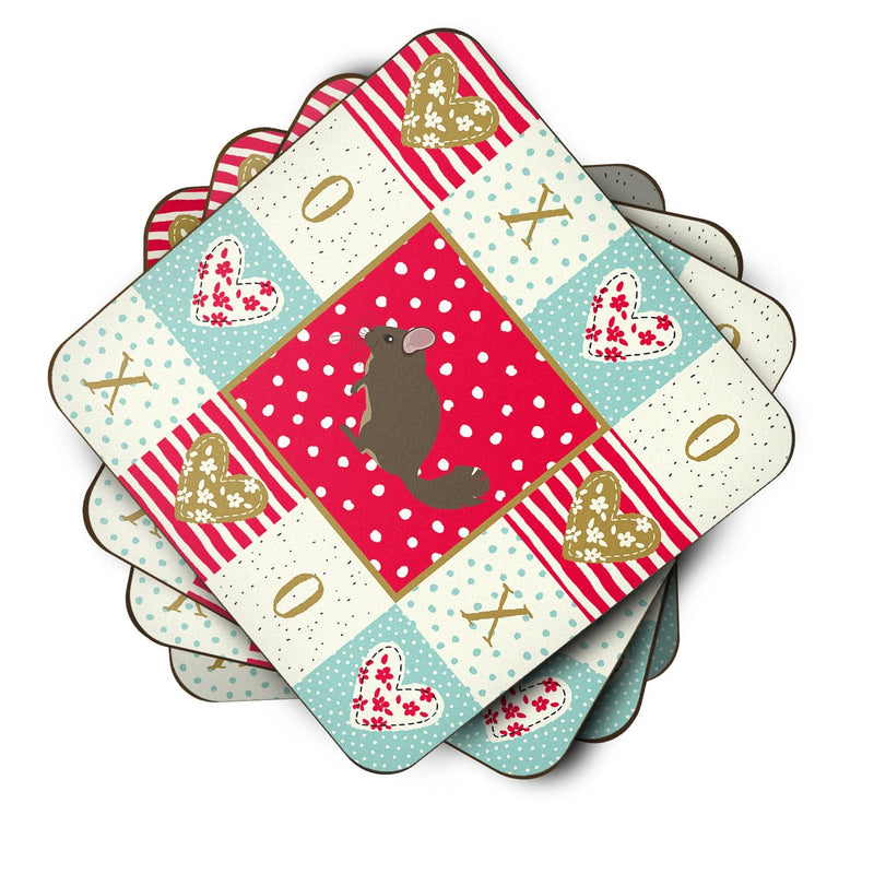 Chinchilla Love Coasters - Set of 4 Lightweight Foam, Absorbent Drink Coasters  CK5302FC