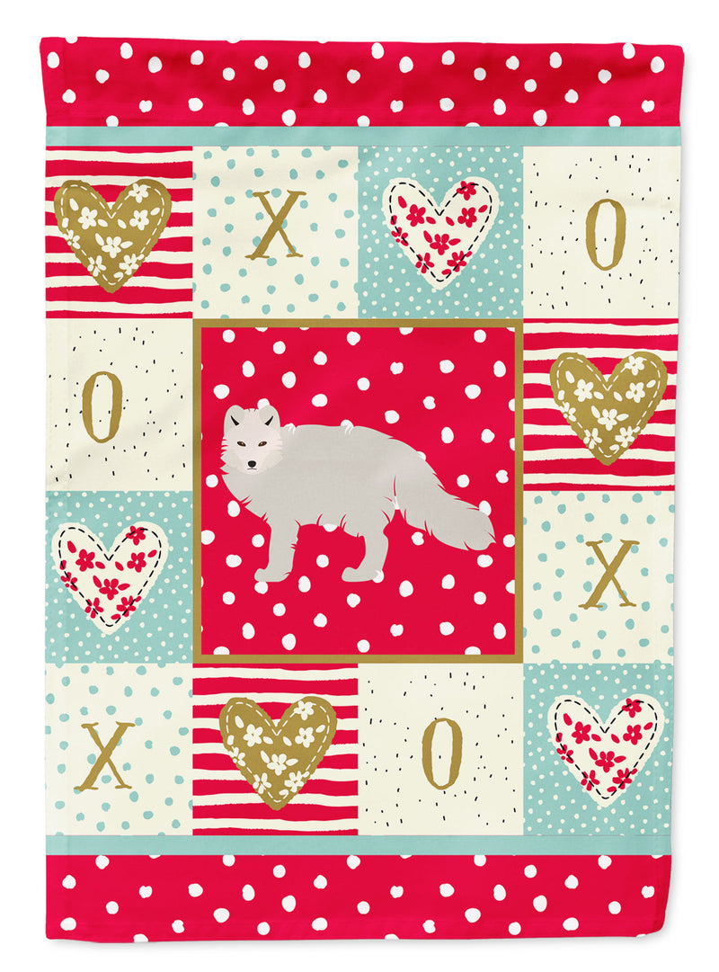 White Arctic Fox Love Flag Canvas House Size CK5304CHF