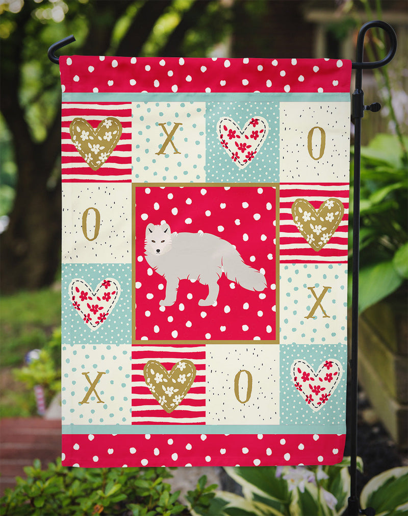 White Arctic Fox Love Flag Garden Size CK5304GF