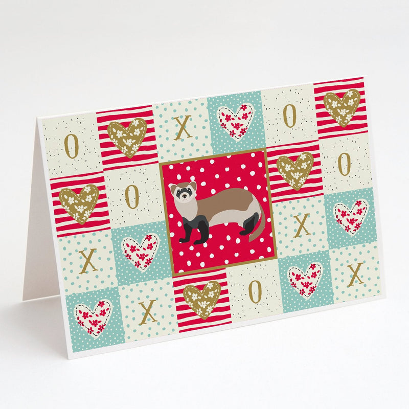 Ferret Love Greeting Cards -  Blank Note Cards – 8-Pack of Artist-Designed Cards with Envelopes