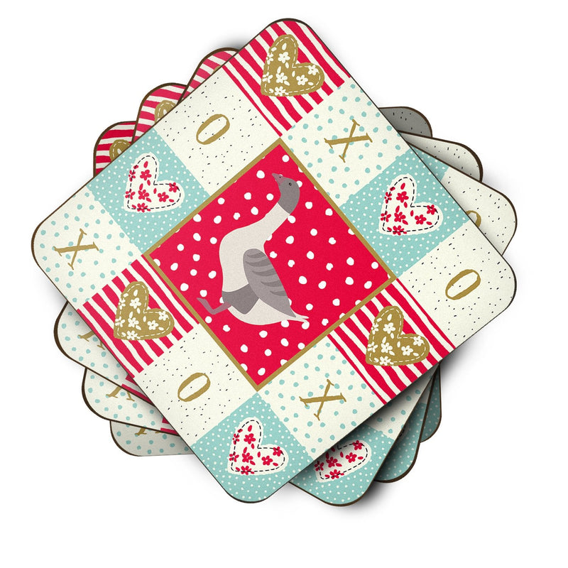 Buff Grey Back Goose Love Coasters - Set of 4 Lightweight Foam, Absorbent Drink Coasters  CK5328FC
