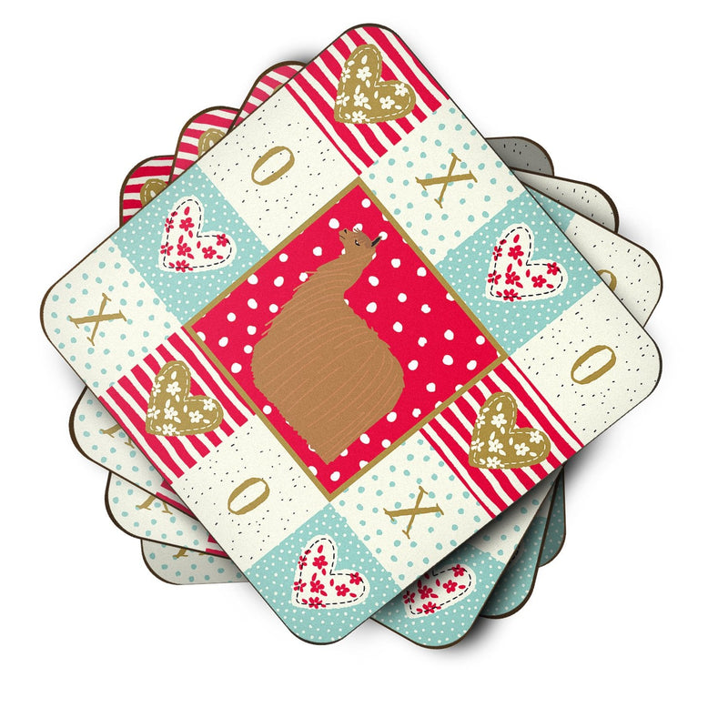 Alpaca Suri Love Coasters - Set of 4 Lightweight Foam, Absorbent Drink Coasters  CK5347FC