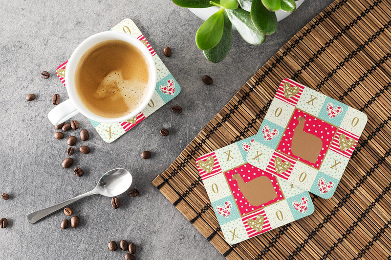 Alpaca Suri Love Coasters - Set of 4 Lightweight Foam, Absorbent Drink Coasters  CK5347FC