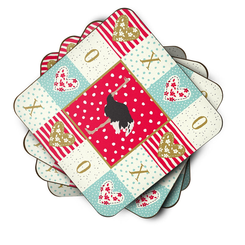 Common Ostrich Love Coasters - Set of 4 Lightweight Foam, Absorbent Drink Coasters  CK5351FC