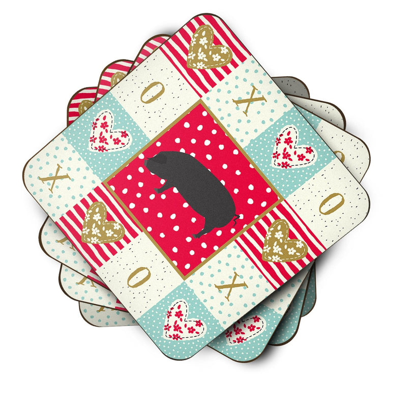 Devon Large Black Pig Love Coasters - Set of 4 Lightweight Foam, Absorbent Drink Coasters  CK5358FC