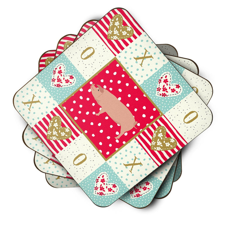 American Landrace Pig Love Coasters - Set of 4 Lightweight Foam, Absorbent Drink Coasters  CK5359FC