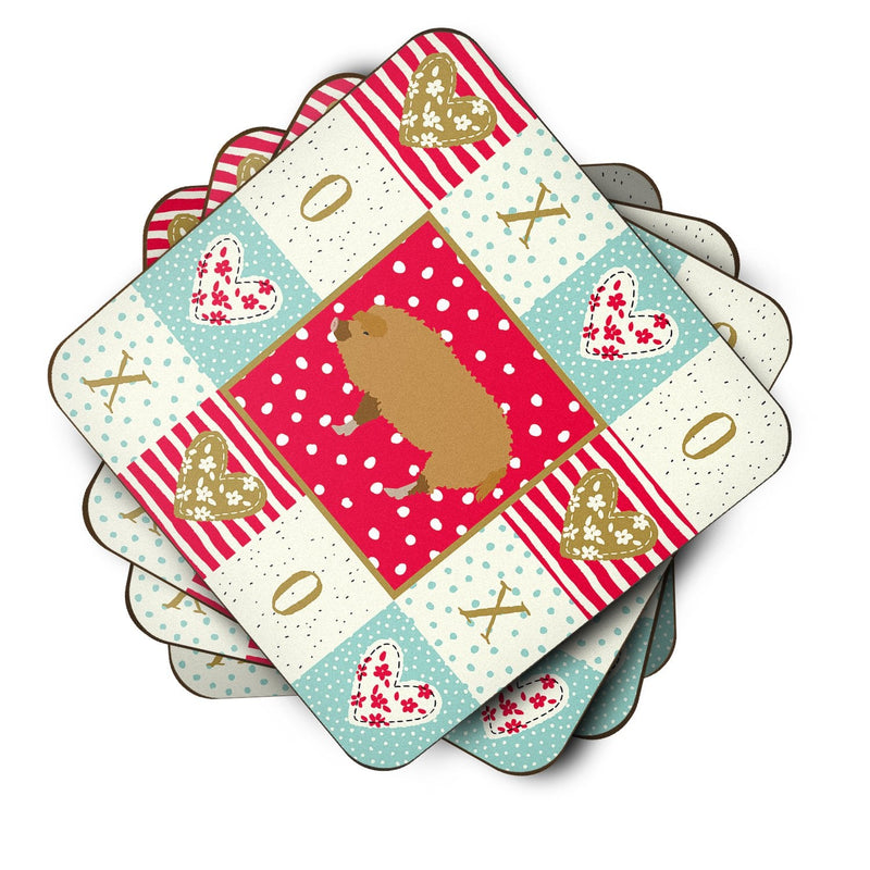 Hungarian Mangalica Pig Love Coasters - Set of 4 Lightweight Foam, Absorbent Drink Coasters  CK5361FC