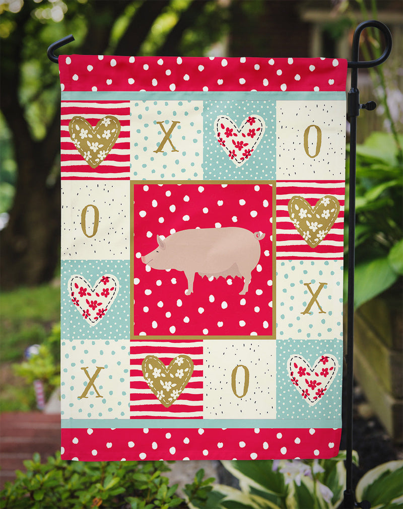 English Large White Pig Love Garden Flag – Decorative Outdoor Yard Flag CK5365GF