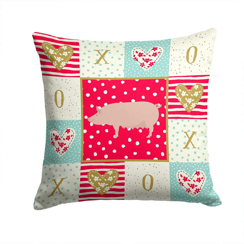 English Large White Pig Love Throw Pillow - 14x14 Decorative Pillow – Art for Your Home & Patio CK5365PW1414