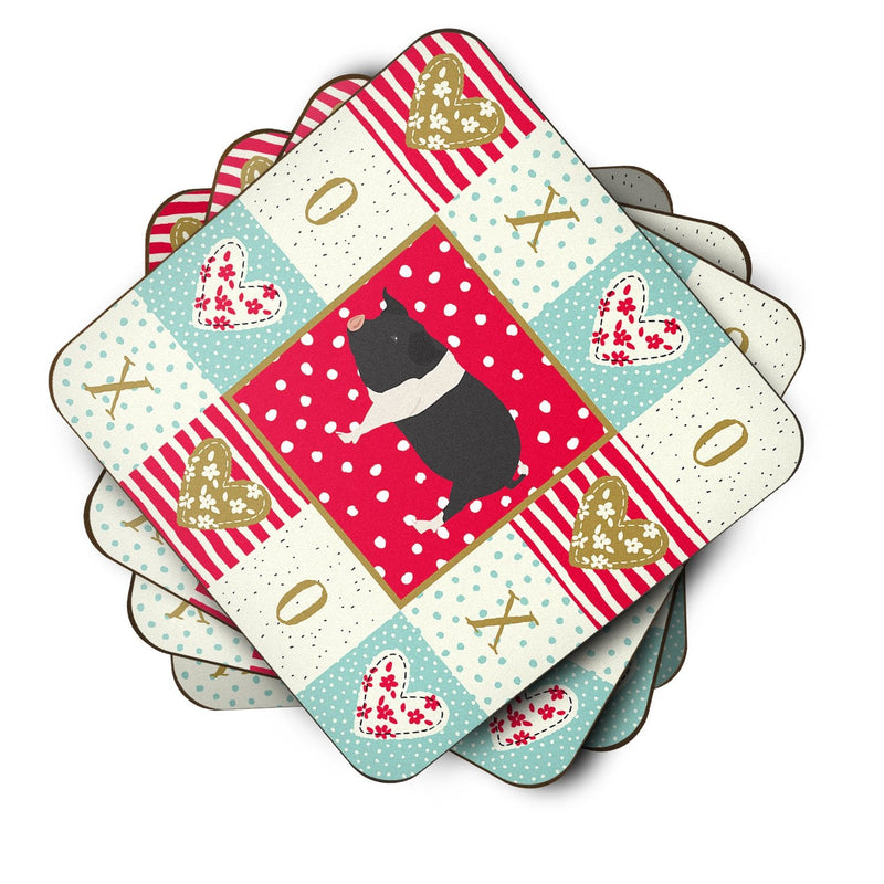 Hampshire Pig Love Coasters - Set of 4 Lightweight Foam, Absorbent Drink Coasters  CK5366FC