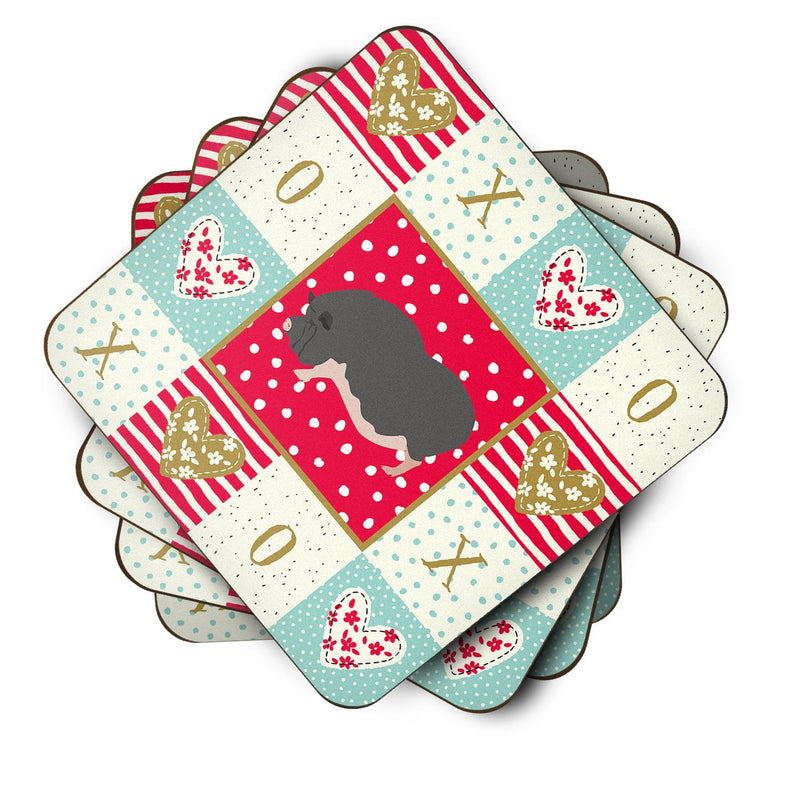 Vietnamese Pot-Bellied Pig Love Coasters - Set of 4 Lightweight Foam, Absorbent Drink Coasters  CK5368FC