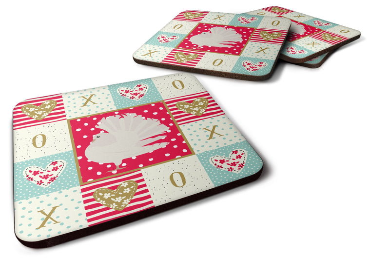 Silver Fantail Pigeon Love Coasters - Set of 4 Lightweight Foam, Absorbent Drink Coasters  CK5377FC