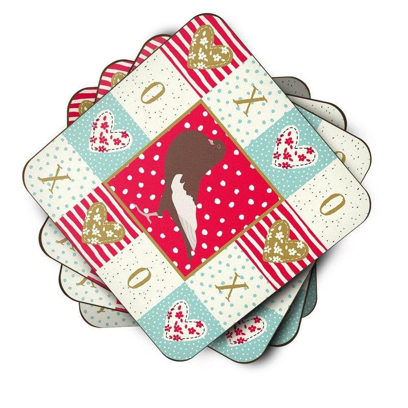 English Pouter Pigeon Love Coasters - Set of 4 Lightweight Foam, Absorbent Drink Coasters  CK5381FC