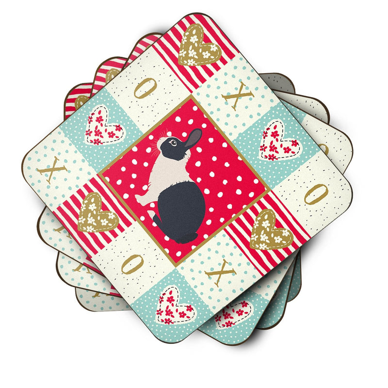 Dutch Rabbit Love Coasters - Set of 4 Lightweight Foam, Absorbent Drink Coasters  CK5385FC