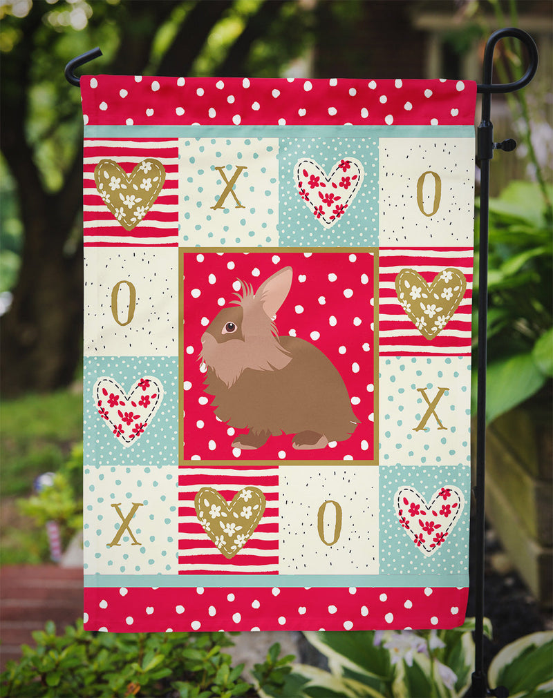 Lionhead Rabbit Love Garden Flag – Decorative Outdoor Yard Flag CK5387GF