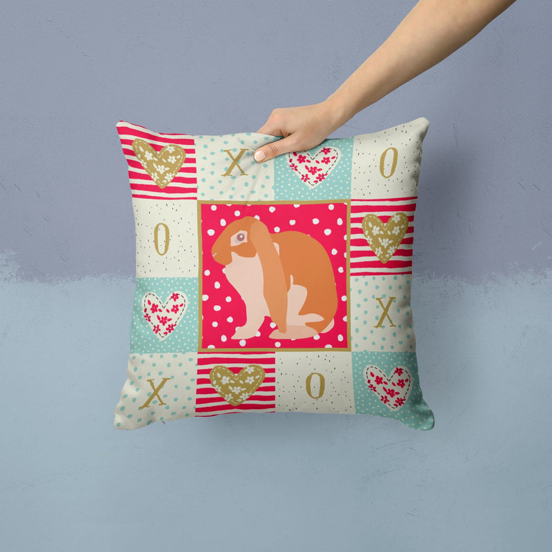 English Lop Rabbit Love Throw Pillow - 14x14 Decorative Pillow – Art for Your Home & Patio CK5389PW1414