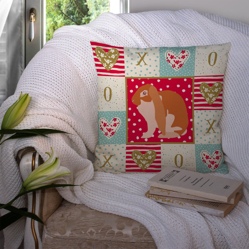 English Lop Rabbit Love Throw Pillow - 14x14 Decorative Pillow – Art for Your Home & Patio CK5389PW1414