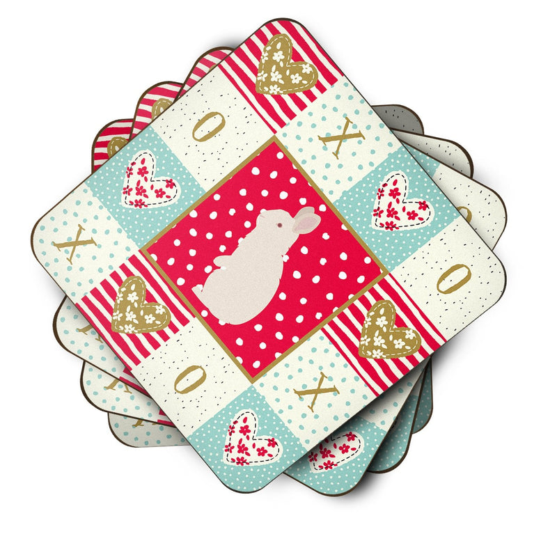 New Zealand White Rabbit Love Coasters - Set of 4 Lightweight Foam, Absorbent Drink Coasters  CK5392FC