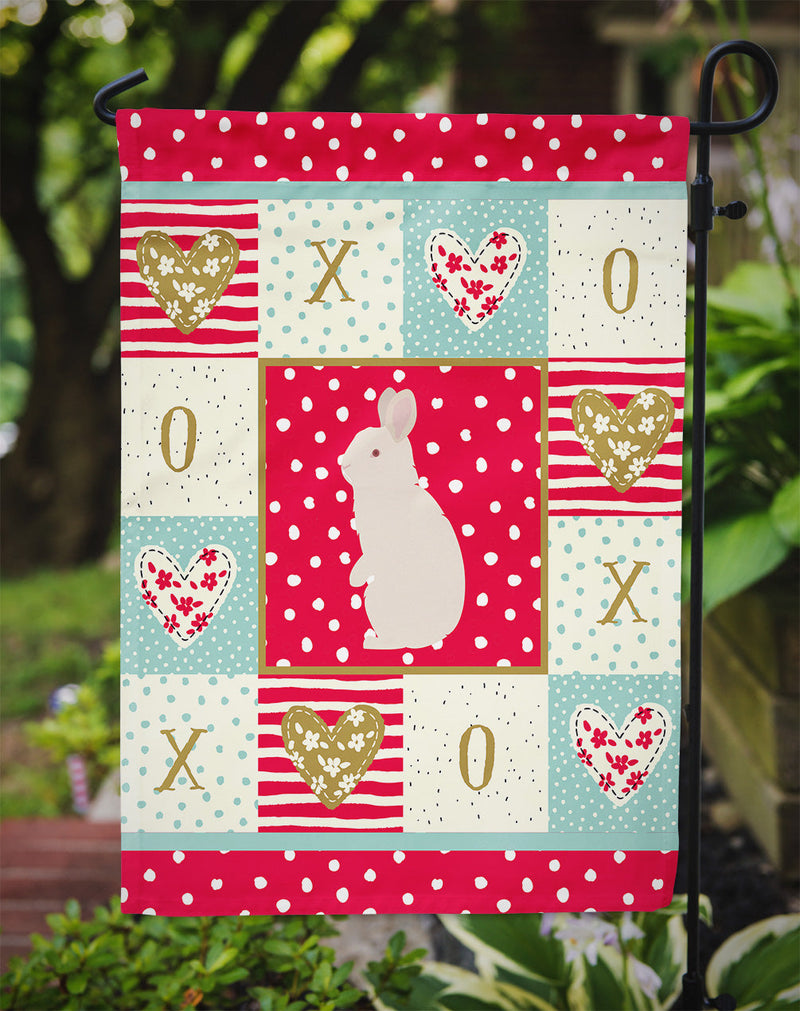 New Zealand White Rabbit Love Garden Flag – Decorative Outdoor Yard Flag CK5392GF