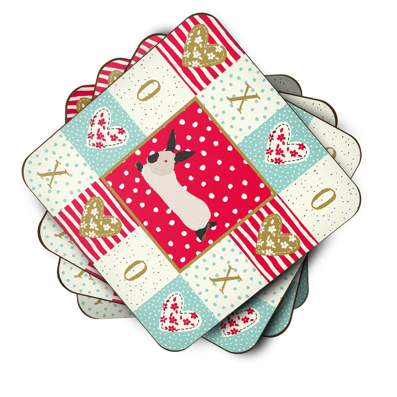 California White Rabbit Love Coasters - Set of 4 Lightweight Foam, Absorbent Drink Coasters  CK5394FC