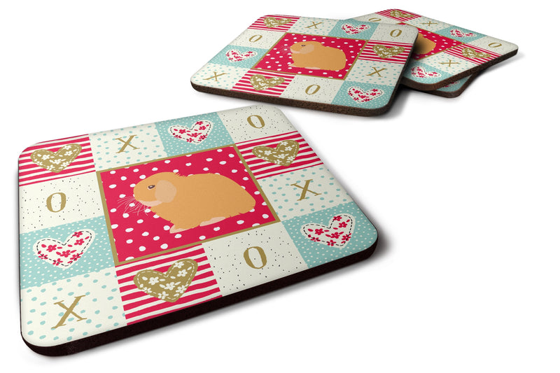 Set of 4 Holland Lop Rabbit Love Foam Coasters Set of 4 CK5395FC