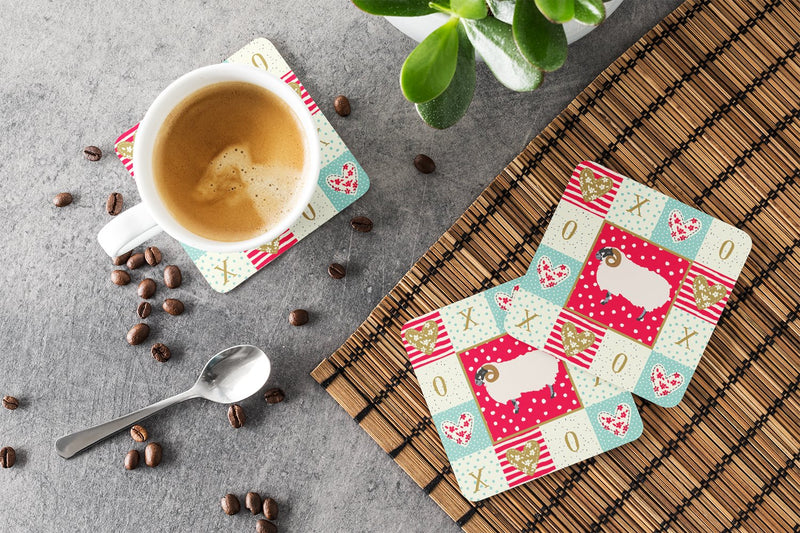 Scottish Blackface Sheep Love Coasters - Set of 4 Lightweight Foam, Absorbent Drink Coasters  CK5400FC