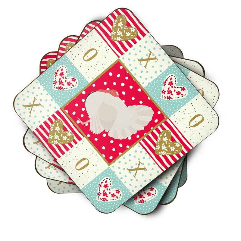 White Holland Turkey Love Coasters - Set of 4 Lightweight Foam, Absorbent Drink Coasters  CK5410FC