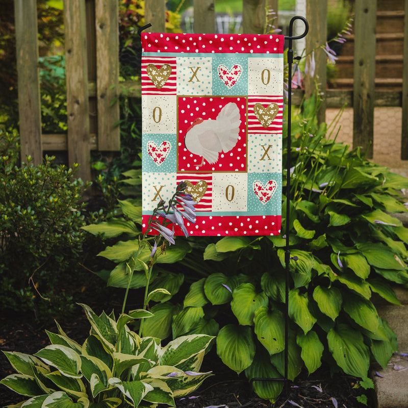 White Holland Turkey Love Garden Flag – Decorative Outdoor Yard Flag CK5410GF