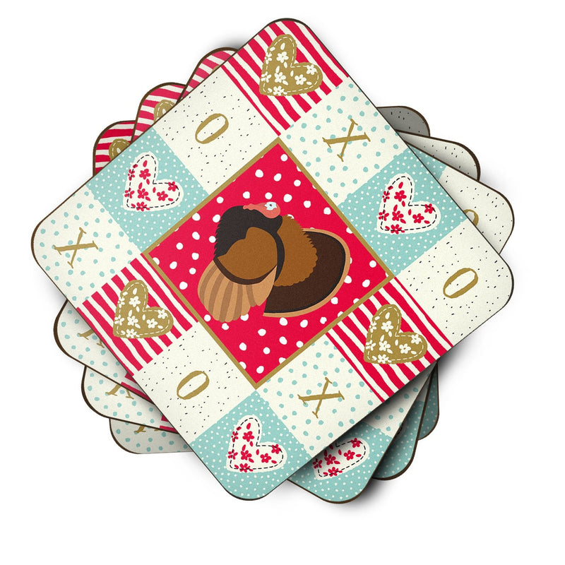 Bronze Turkey Love Coasters - Set of 4 Lightweight Foam, Absorbent Drink Coasters  CK5413FC