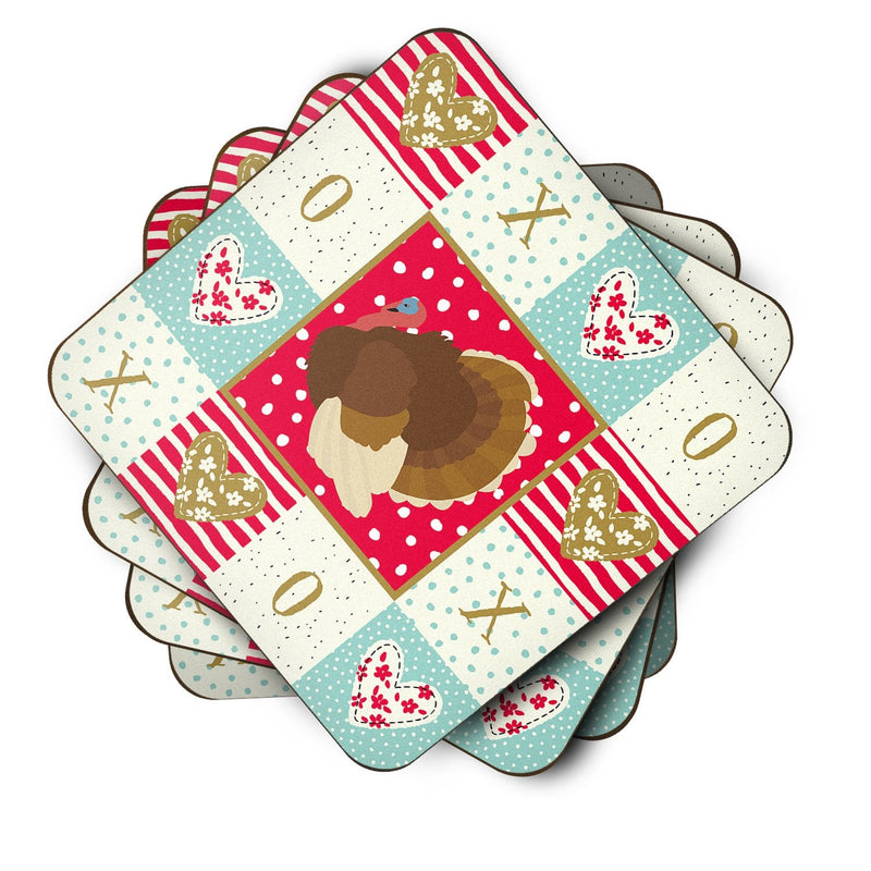 French Turkey Dindon Love Coasters - Set of 4 Lightweight Foam, Absorbent Drink Coasters  CK5417FC