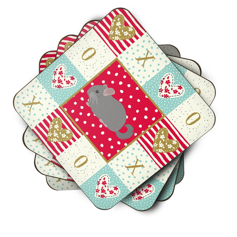 Agouti Chinchilla Love Coasters - Set of 4 Lightweight Foam, Absorbent Drink Coasters  CK5418FC