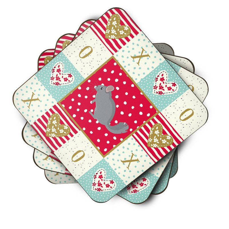 Foggy Chinchilla Love Coasters - Set of 4 Lightweight Foam, Absorbent Drink Coasters  CK5422FC