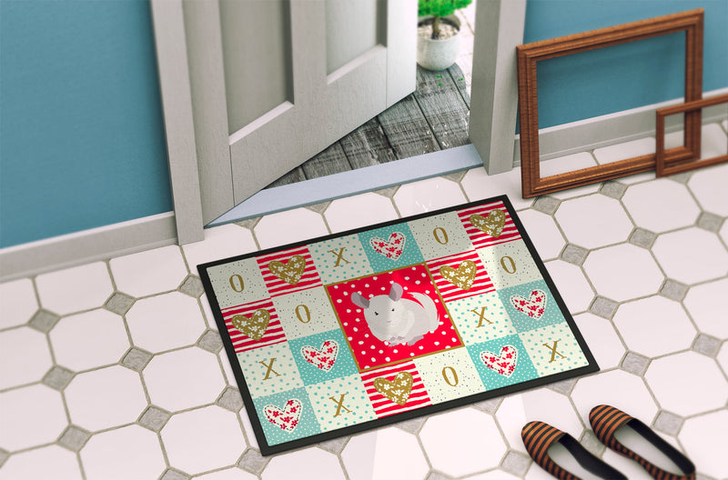 White Dominant Chinchilla Love Doormat - 18x27 Decorative Floor Mat – Indoor/Outdoor Rug with Artistic Flair CK5425MAT