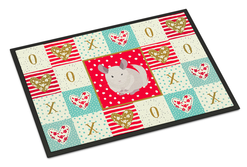 White Dominant Chinchilla Love Doormat - 18x27 Decorative Floor Mat – Indoor/Outdoor Rug with Artistic Flair CK5425MAT