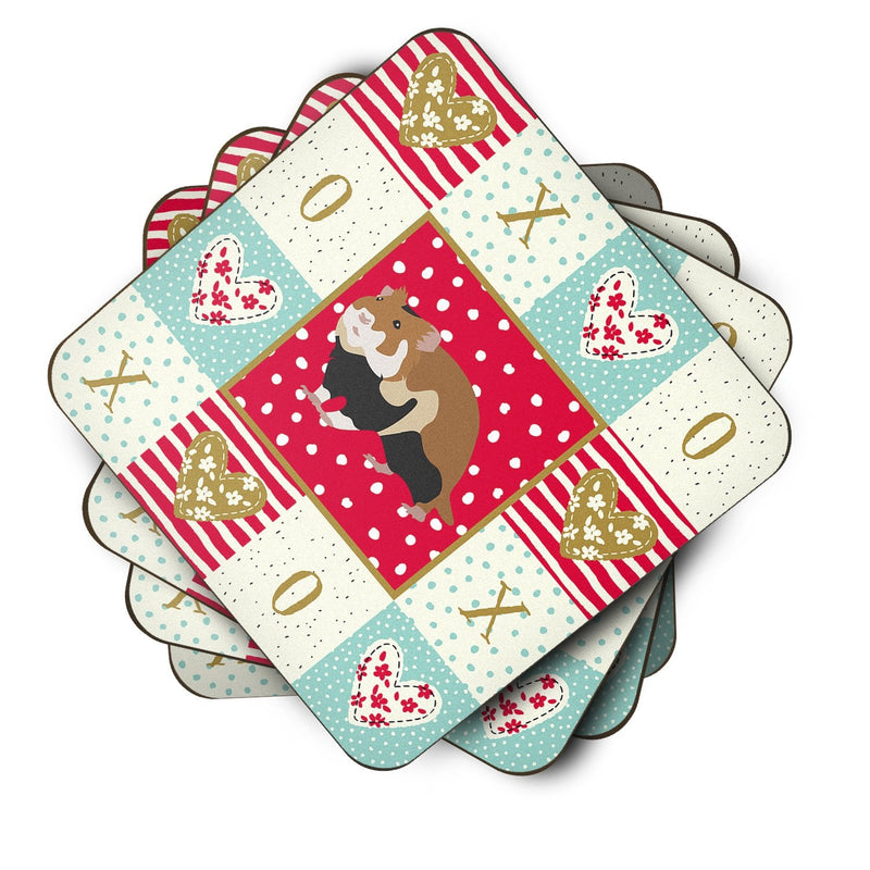 European Hamster Love Coasters - Set of 4 Lightweight Foam, Absorbent Drink Coasters  CK5441FC