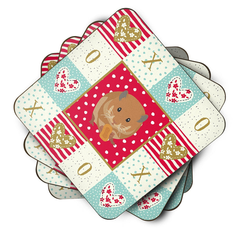 Teddy Bear Hamster Love Coasters - Set of 4 Lightweight Foam, Absorbent Drink Coasters  CK5444FC