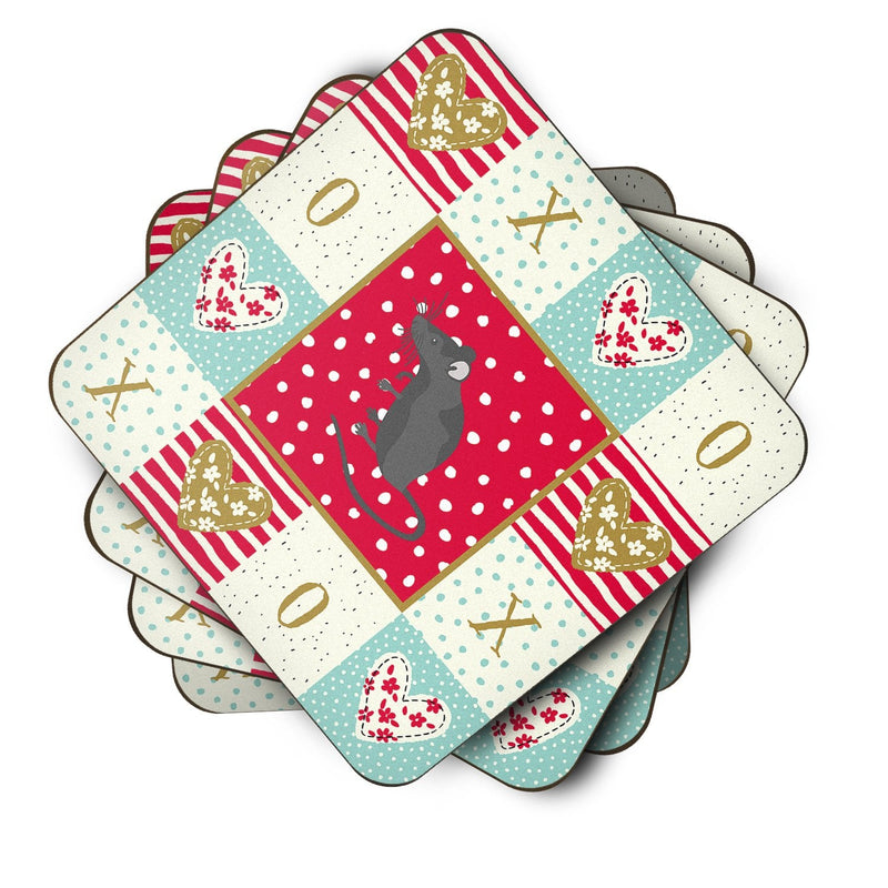 Satin Mouse Love Coasters - Set of 4 Lightweight Foam, Absorbent Drink Coasters  CK5452FC