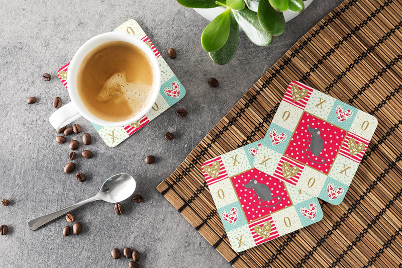 Satin Mouse Love Coasters - Set of 4 Lightweight Foam, Absorbent Drink Coasters  CK5452FC