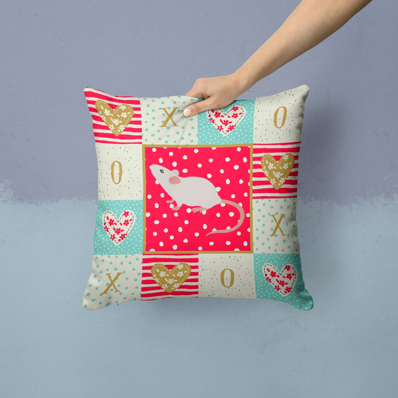 White Domestic Mouse Love Throw Pillow - 14x14 Decorative Pillow – Art for Your Home & Patio CK5454PW1414