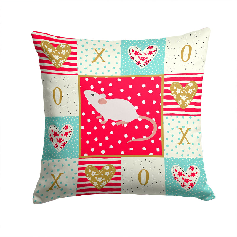 White Domestic Mouse Love Throw Pillow - 14x14 Decorative Pillow – Art for Your Home & Patio CK5454PW1414