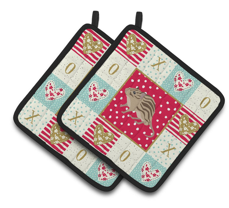 Zebra Mouse Love Pair of Pot Holders CK5455PTHD