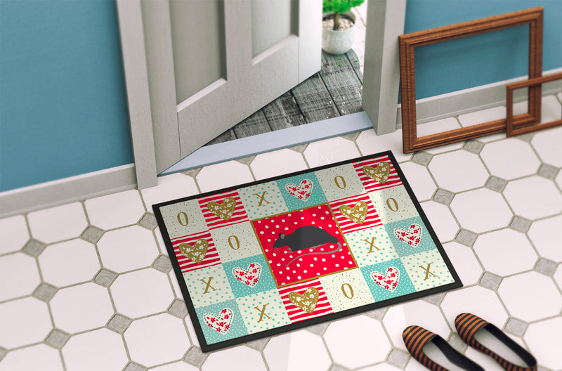 Black Rat Love Doormat - 18x27 Decorative Floor Mat – Indoor/Outdoor Rug with Artistic Flair CK5456MAT