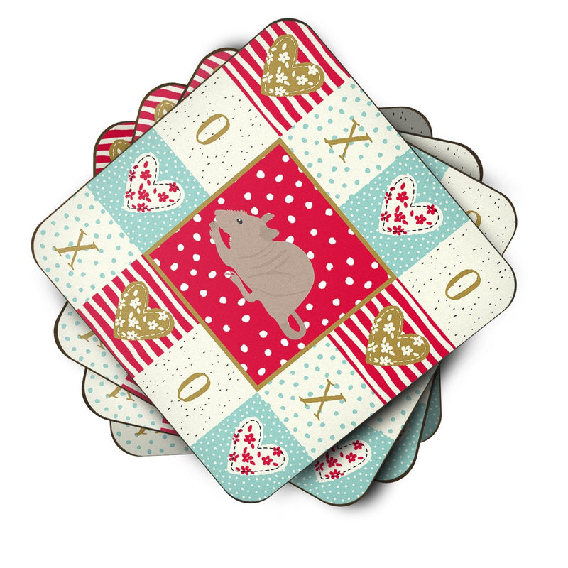 Fuzz Rat Love Coasters - Set of 4 Lightweight Foam, Absorbent Drink Coasters  CK5460FC