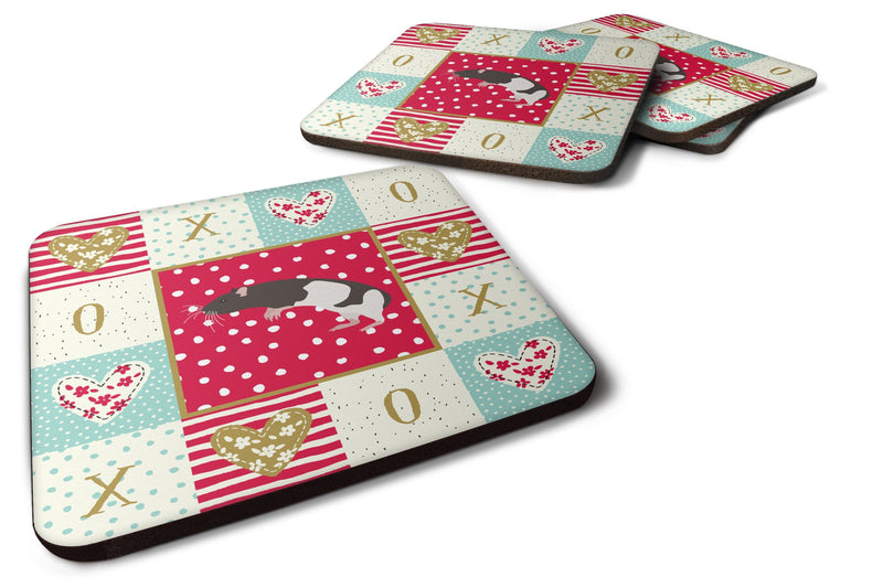 Tailless Rat Love Coasters - Set of 4 Lightweight Foam, Absorbent Drink Coasters  CK5464FC