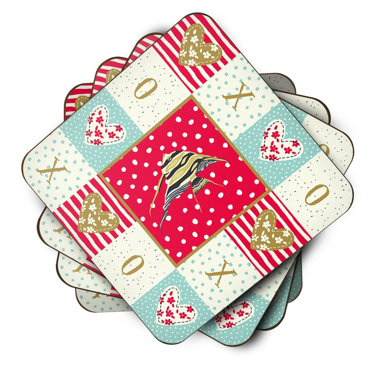 Angelfish Love Coasters - Set of 4 Lightweight Foam, Absorbent Drink Coasters  CK5465FC
