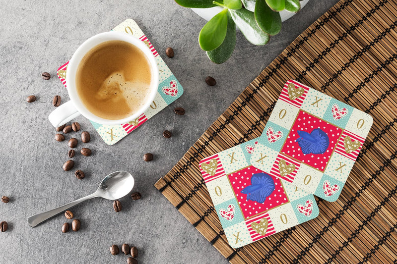 Delta Tail Betta Fish Love Coasters - Set of 4 Lightweight Foam, Absorbent Drink Coasters  CK5468FC