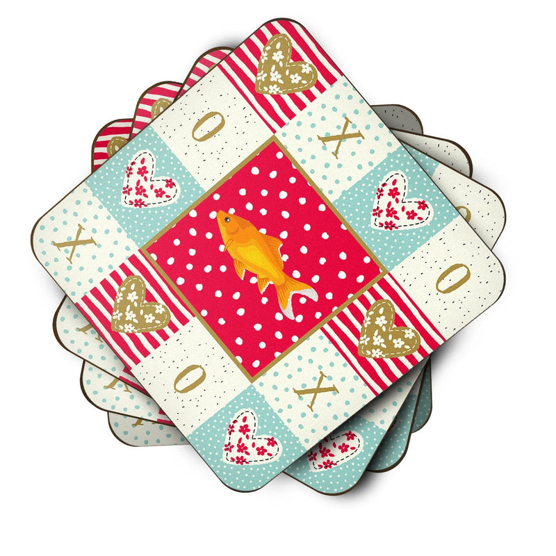 Goldfish Common Love Coasters - Set of 4 Lightweight Foam, Absorbent Drink Coasters  CK5473FC