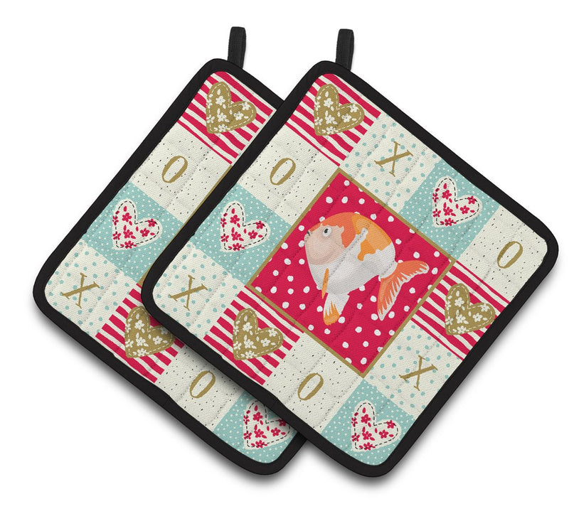 Lionhead Goldfish Love Pair of Pot Holders CK5474PTHD